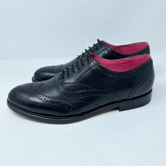 Ted Baker London Dress Shoes Mens 9 Black Oxford Wingtip Brogue Leather Lace Up - Picture 4 of 12